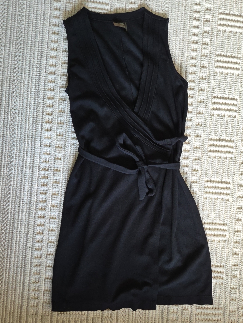 Athleta Black Sleeveless Mini Wrap Dress Medium